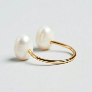 Erth Jewelry - Tu Y Yo Ring - 14k Gold Plated - Freshwater Pearls - One Size